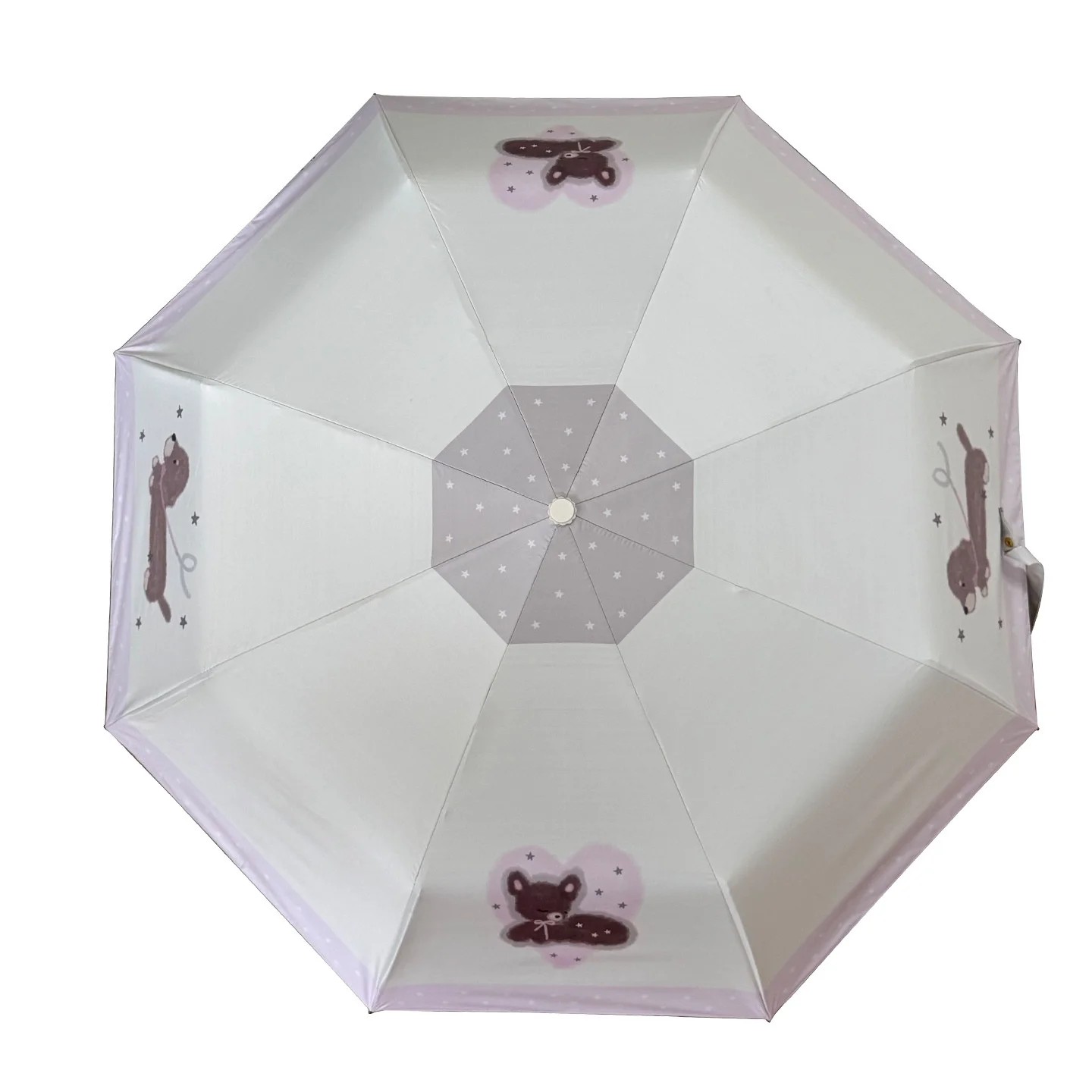 Ins Cute Portable Folding Umbrella with 8 Fiberglass Ribs UV Protection Sunscreen Black Glue Sunshade for Sunny & Rainy Dual Use