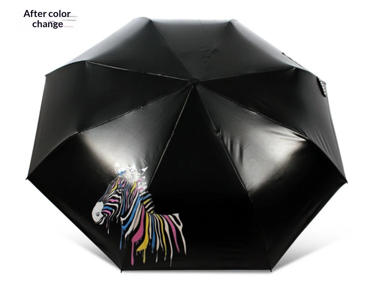 Custom Made Zebra Patterned Black Coated Manual Sunshade Umbrella Steel Ribs UV protection Customizable logo for Business Gifts
