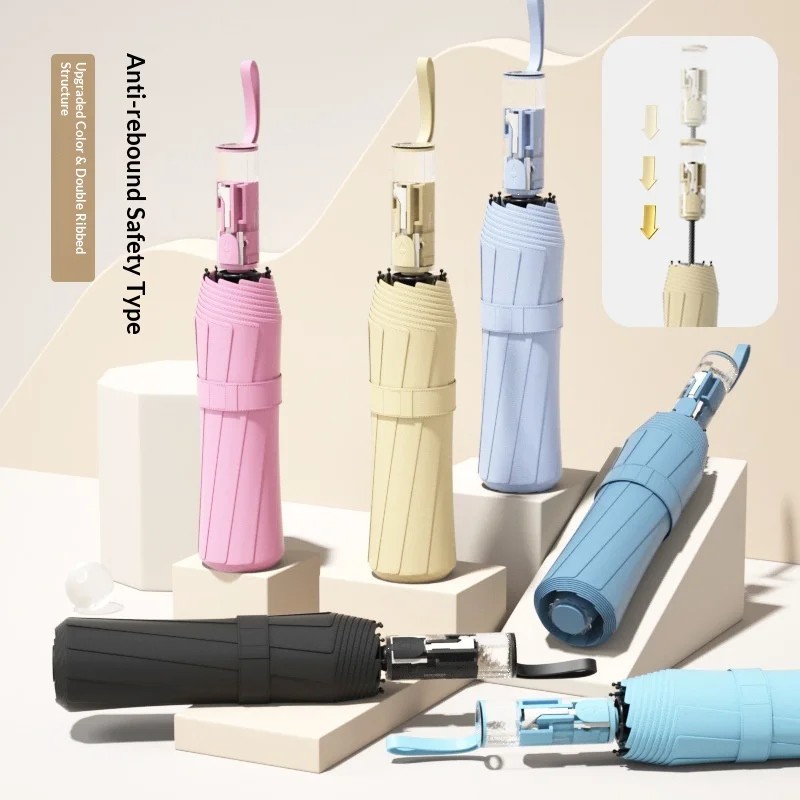 Full-automatic Folding Umbrella Sunscreen UV-proof Sunshade Retractable Anti-rebound Women's Rain Sunshine Dual-use Umbrella