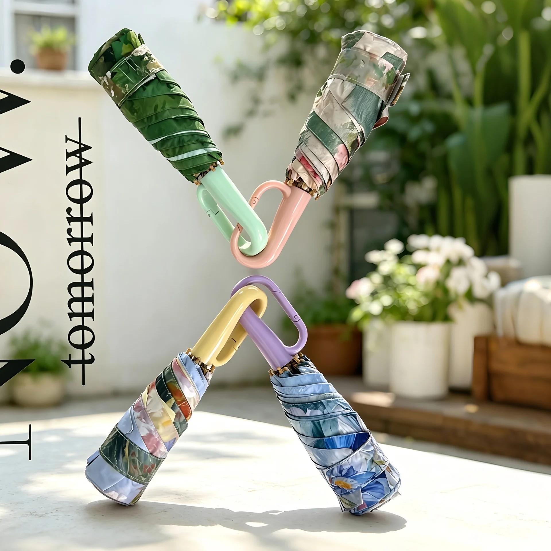 Small Fresh Five-Fold Dual-Use Folding Umbrella for Women with UV Protection Modern Design Business Gift