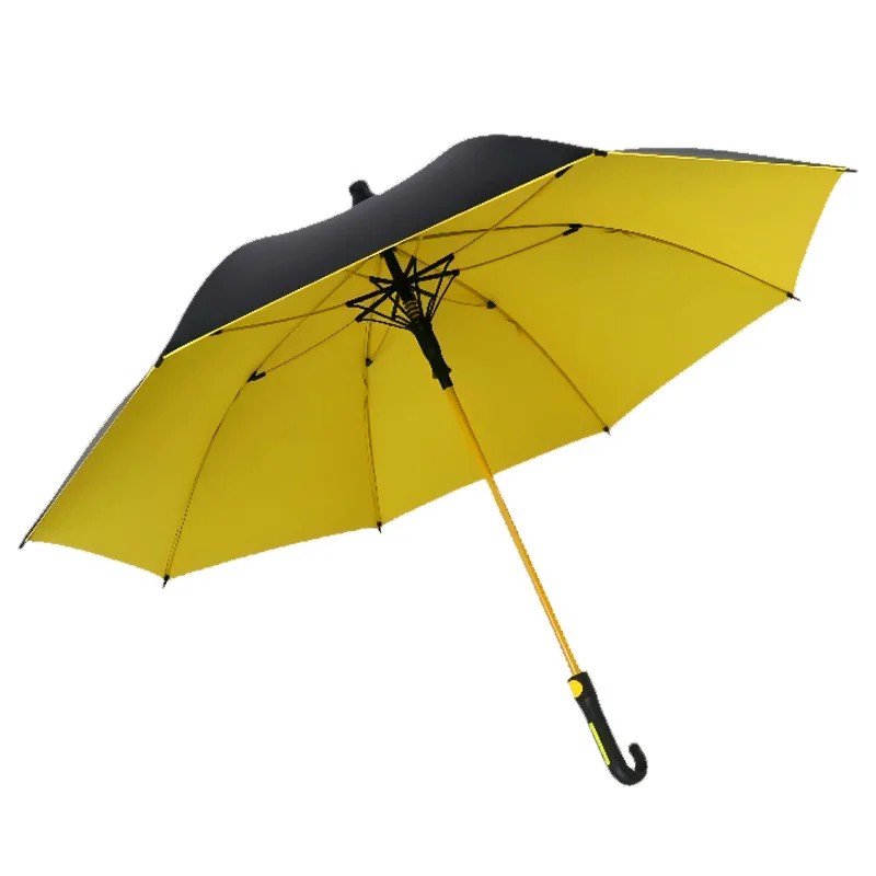 27inch Golf Long Handle Automatic Umbrella Thickened and Enlarged Black Coating Dual Use for Sun and Rain Advertising