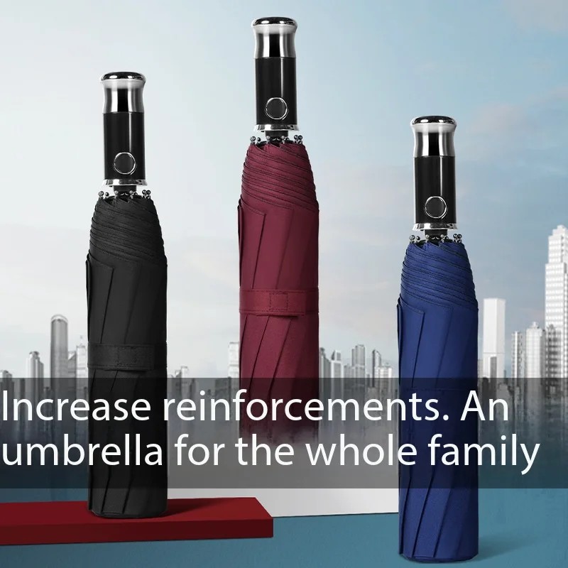 Fully Automatic Umbrella for Men and Women Folding Large Reinforced and Thick Rain and Sun Shading and UV Advertising Umbrella