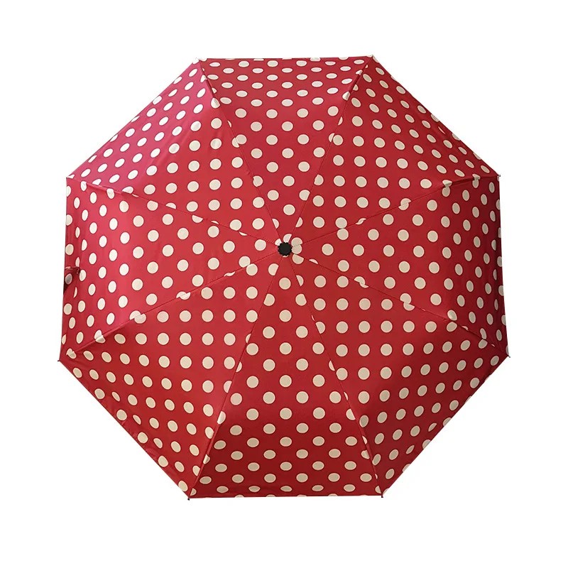 High Aesthetic Red Polka Dot Umbrella Dual Use for Sunny and Rainy Days Women's Sunscreen Folding Parasol Anti UV Sunshade