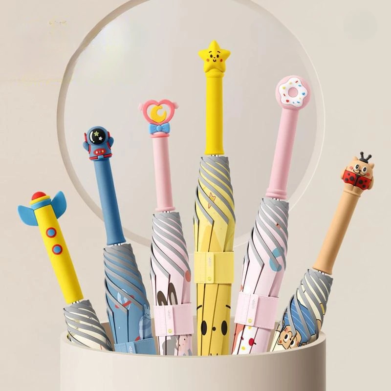Children's Safety Long Handle Umbrella Cute Cartoon Handle Kindergarten and Elementary School Students' Special Straight Handle