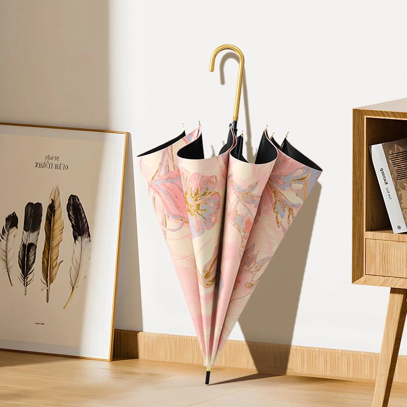 New Style Long Handle Sun Umbrella Handle Casual Outdoor High Value Dual Use Sun and Rain Single Person