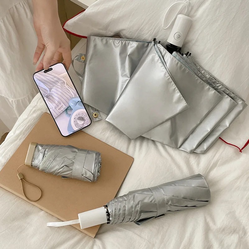Sea Salt Blue Gradient Umbrella Sun Umbrella Dual-use Black Coating Sunshade Automatic Women's Ins Style Rainy Season Products
