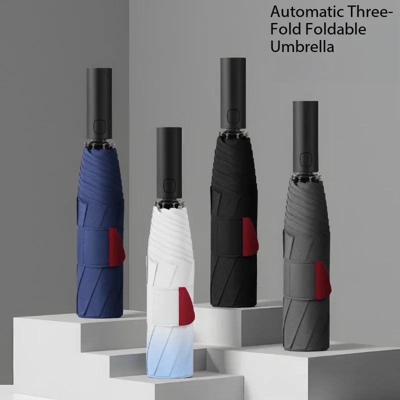 Easy Folding Umbrella Gradient Automatic Memory Patch Folding Umbrella Seconds 3-folding Sunshade Sunblock Advertising Umbrella