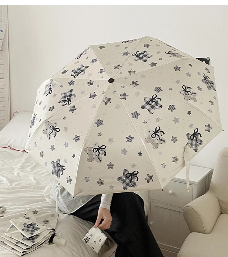 High-Value Ins Style Folding Umbrella Dual-Use for Sun and Rain Solar UV Protection Fully Automatic Portable Sun Umbrella