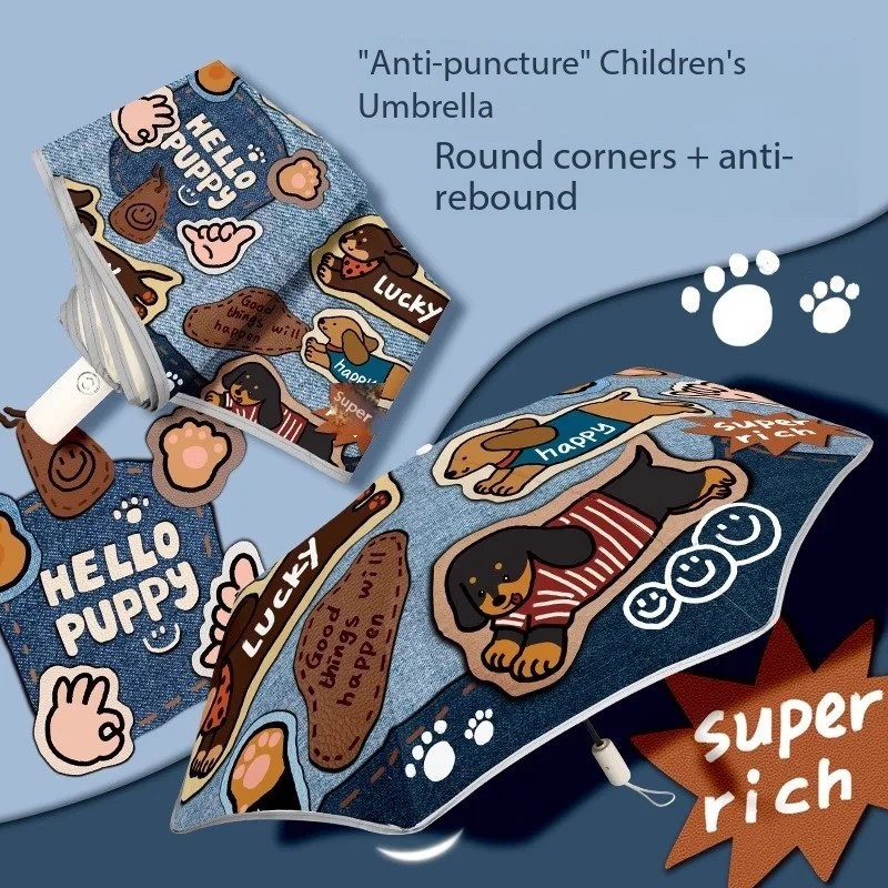 Children's Umbrella Safety Round Corner Automatic Springback for Boys and Girls Dual Purpose Primary School Students