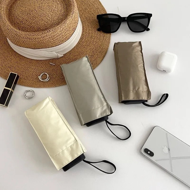 Japanese Card Sun Umbrella Female Sun protection UV High Appearance Level Rain and Rain Dual-use Compact Portable Black Shade