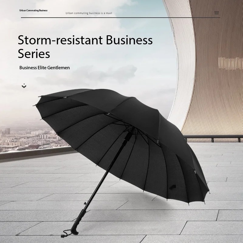 Pure color long automatic umbrella straight rod umbrella long handle 16 ribs printing logo manufacturers wholesale rainbow shade