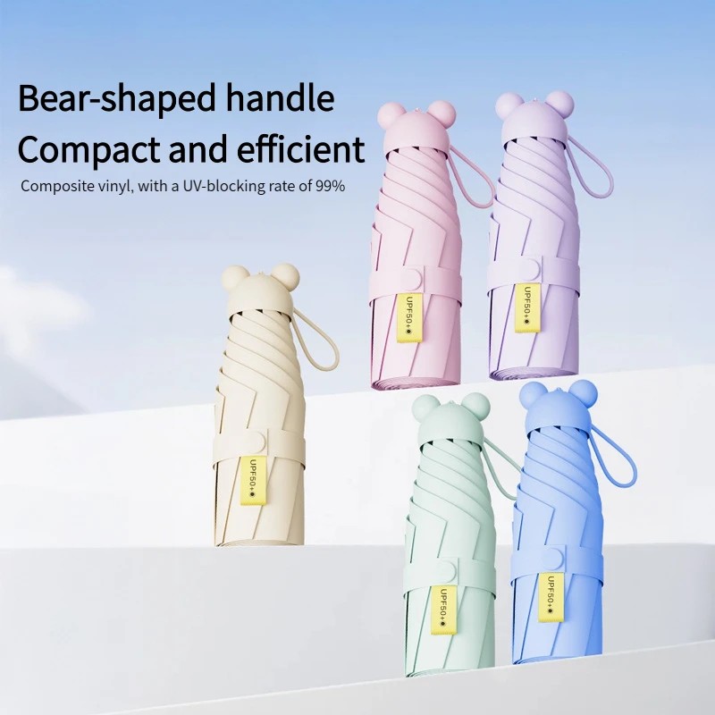 Five-fold Sun Umbrella, Suitable for Both Sun protection and Ultraviolet Rays, All-weather Capsule, Ultra-light and Mini Folding