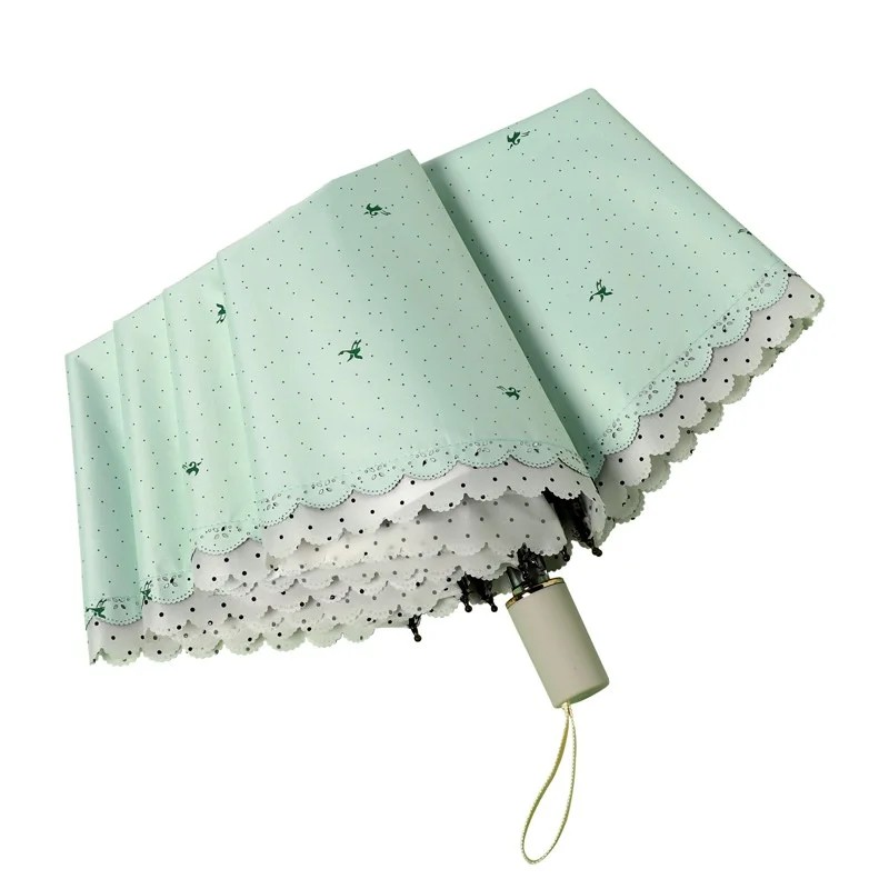 Elegant Lace Manual Sun Umbrella with UV Protection Modern Simple Design for Women Thickened Black Coating Steel Ribs