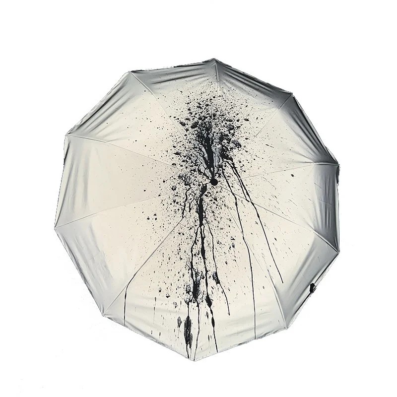 Water Activated Color Changing Laser Reflective Iron Ribs Men's Trendy Women's Student Extra Large Reinforced Windproof Umbrella