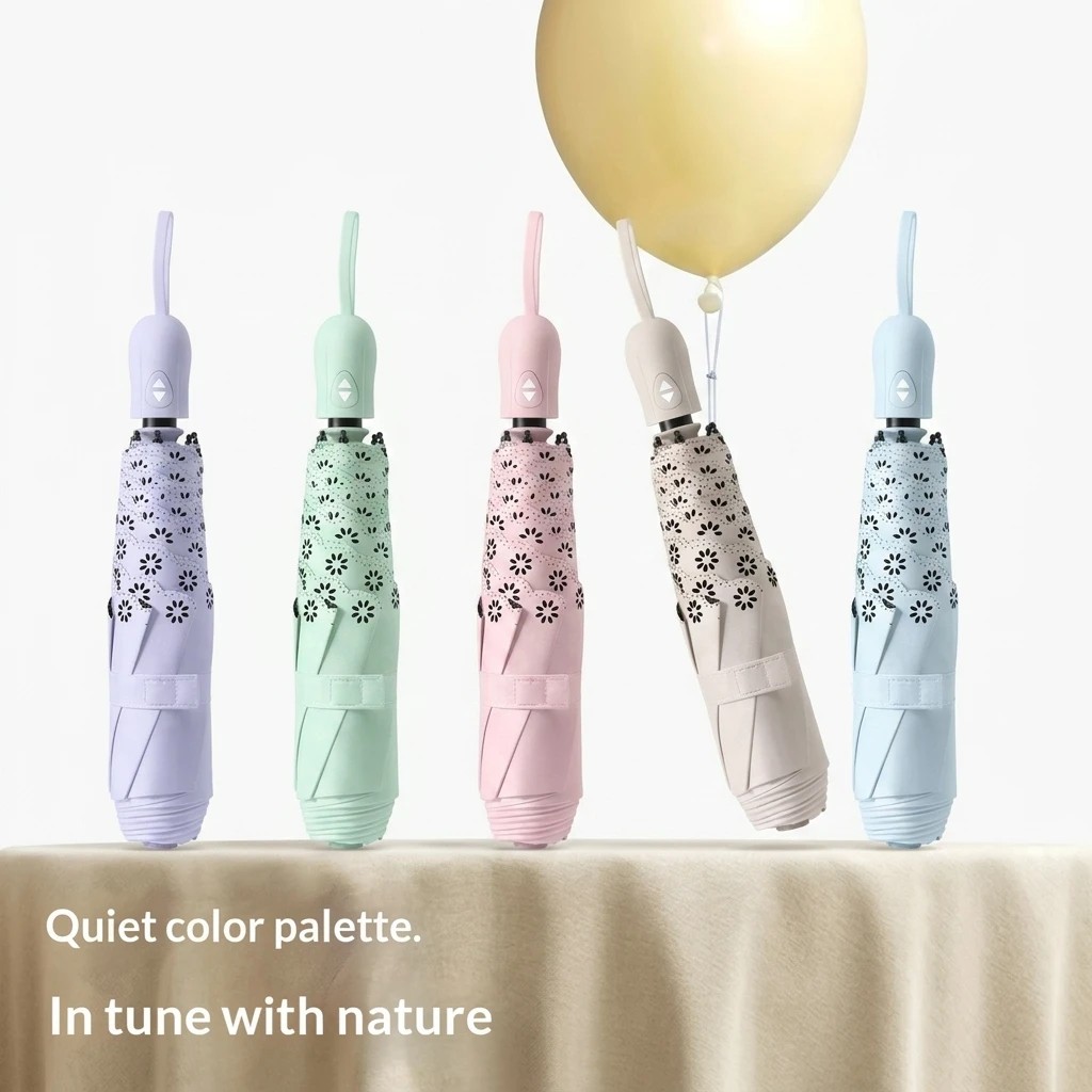 Automatic Ultra Light Lace Foldable Pencil Umbrella Dual Purpose Rain Sun Protection Compact UV Protection for Women