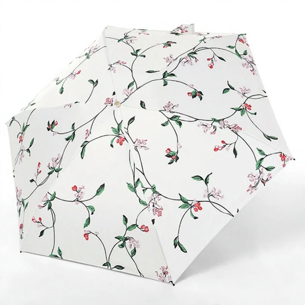 8 Bone Manual Folding Umbrella with Flower Patterns and Anti  Ultraviolet Function Factory Wholesale to Meet Adult Travel Needs