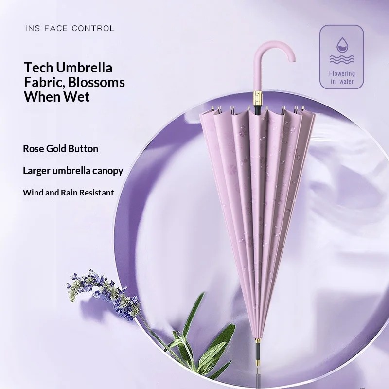 Water-resistant Semi-automatic Opening Long-handled Umbrella Women High Aesthetic Value Double-person Large Size Wind-resistant