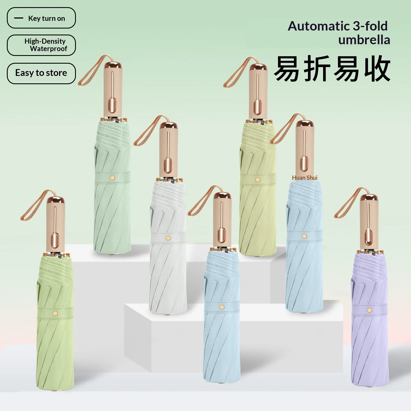 10K Fully Automatic Colored Aluminum Alloy Business Design Collapsible Enlarged Thickened Women Dual-Purpose Sun Rain Umbrella