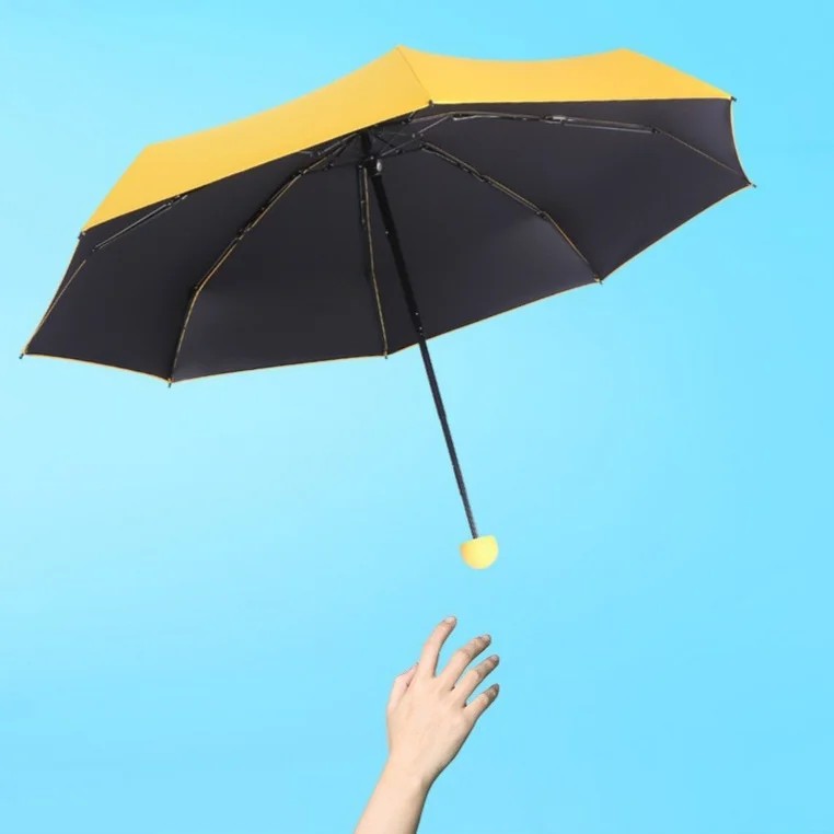 Portable Manual Ultralight Mini Sun Rain Umbrella Dual Use Foldable Capsule Sunscreen Stock Wholesale
