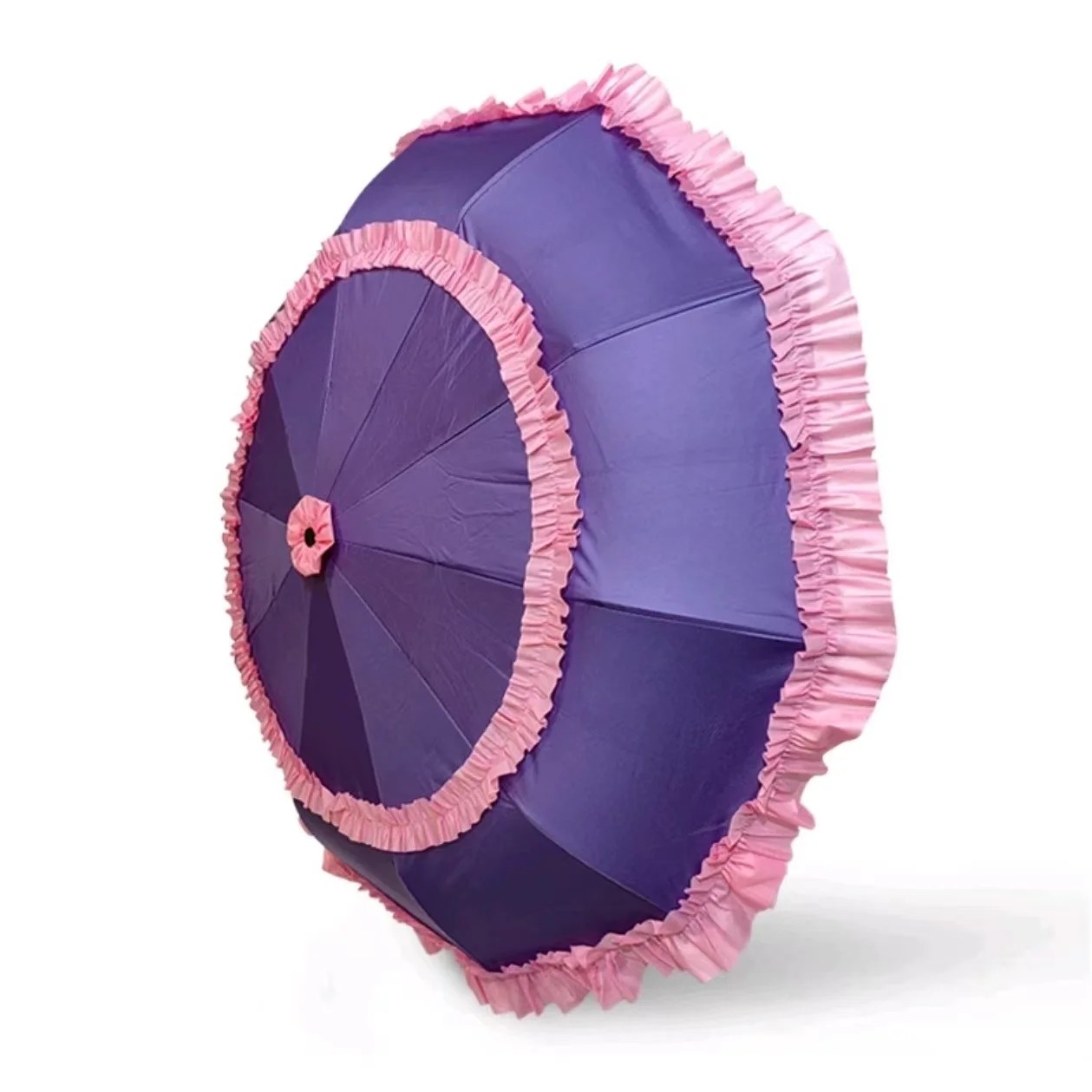 Six Flower Folding Lace Design 10 Ribs Lolita Princess Fully Automatic Umbrella Dual Purpose Rain Sun Black Coating Sun