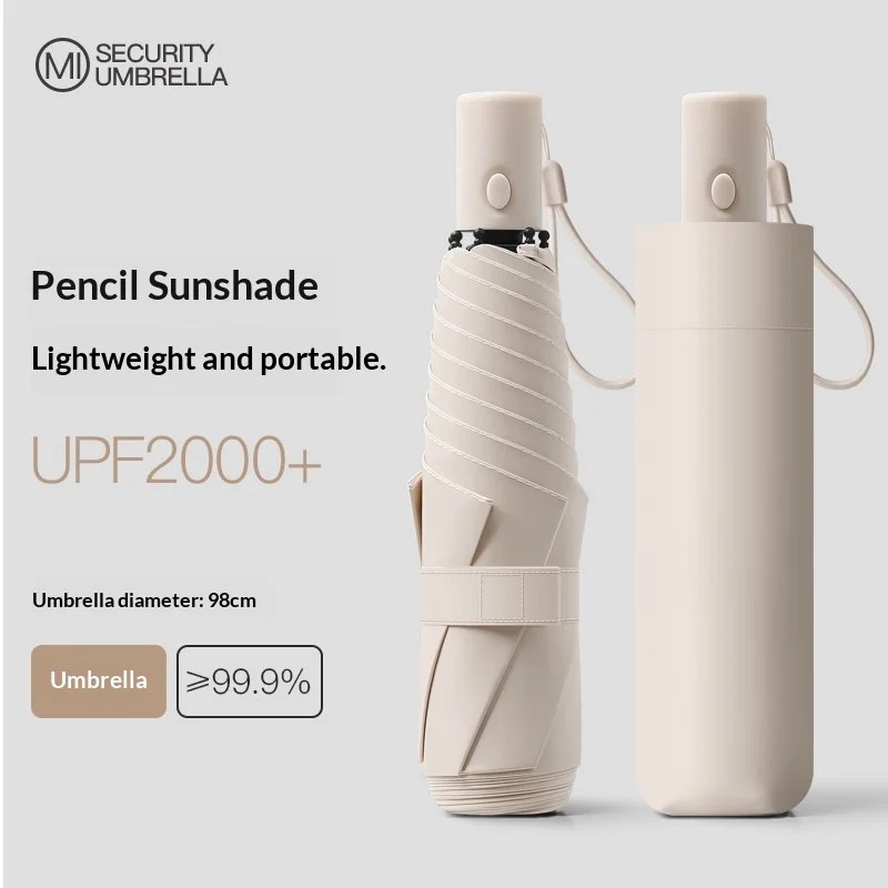 Japanese-style Fully Automatic Ultra-light Portable Umbrella UV protection Dual-use Rain Sun 3-fold 6-bone Pencil Umbrella Women