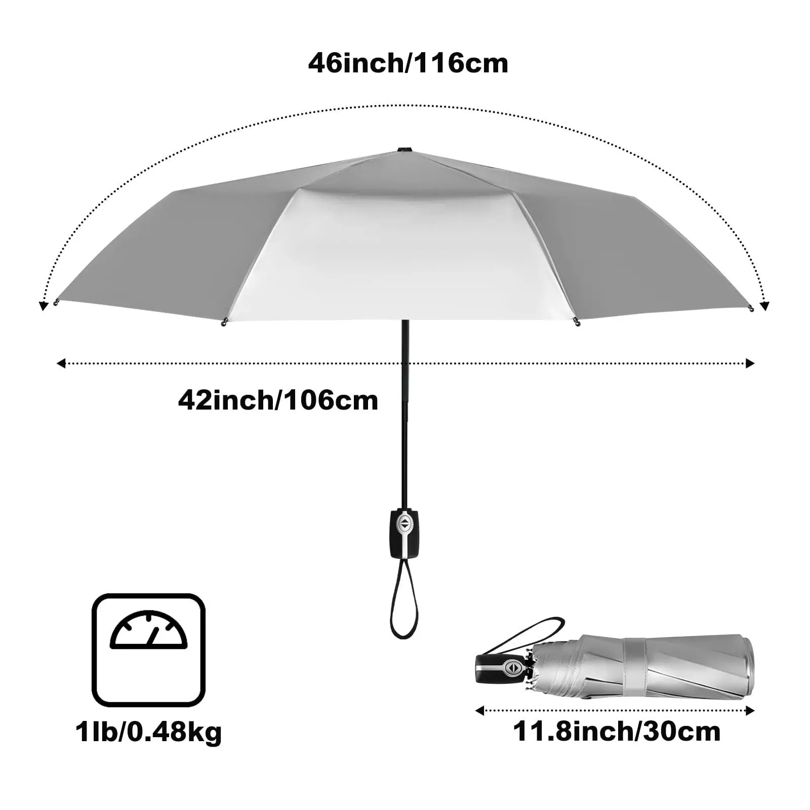 Titanium Silver Automatic Umbrella Sunscreen Windproof Rain Pongee Fabric Foldable Large Umbrella Factory Wholesale