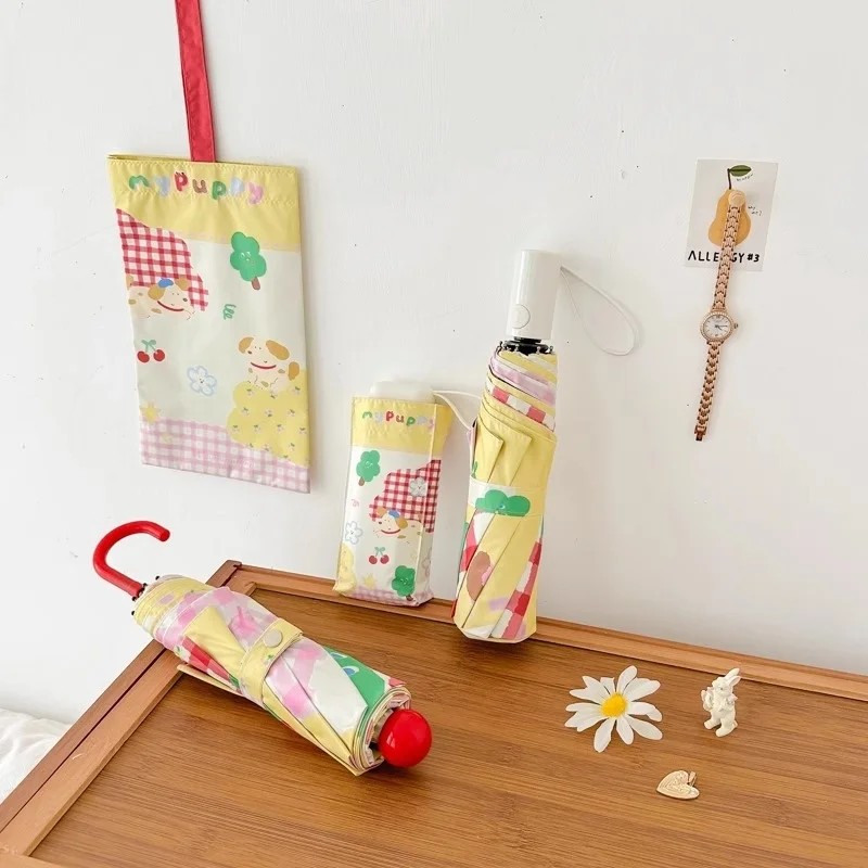 Cute Puppy Shaped Folding Umbrella Compact Portable High Aesthetic Value Suitable Both Sunny Rainy Days Manual Women's UV