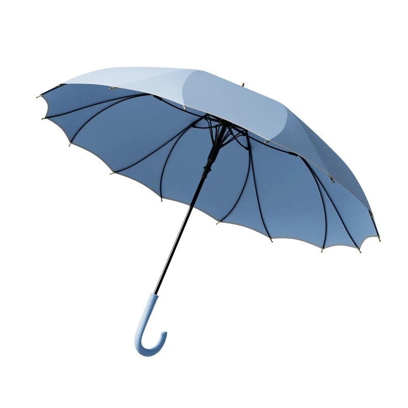 Simple Japanese Style Long Handled Golf Umbrella One Piece Lotus Frame Automatic Extra Large Durable Straight Rod 16 Umbrella