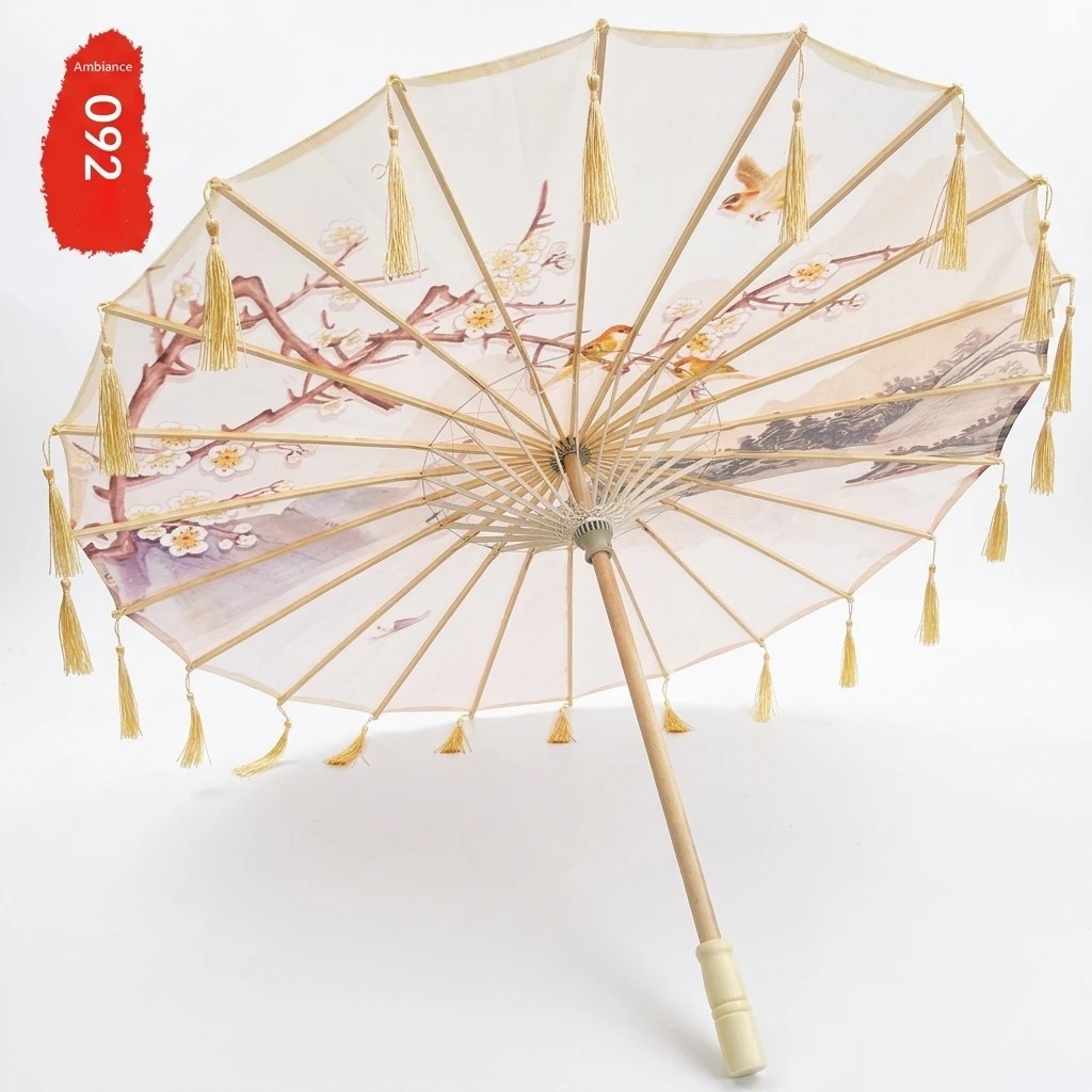 Children's Dance Umbrella Tassels Oil Paper Silk Cloth Bamboo Ribs Hanfu Prop Photography Performances Cheongsam Umbrella