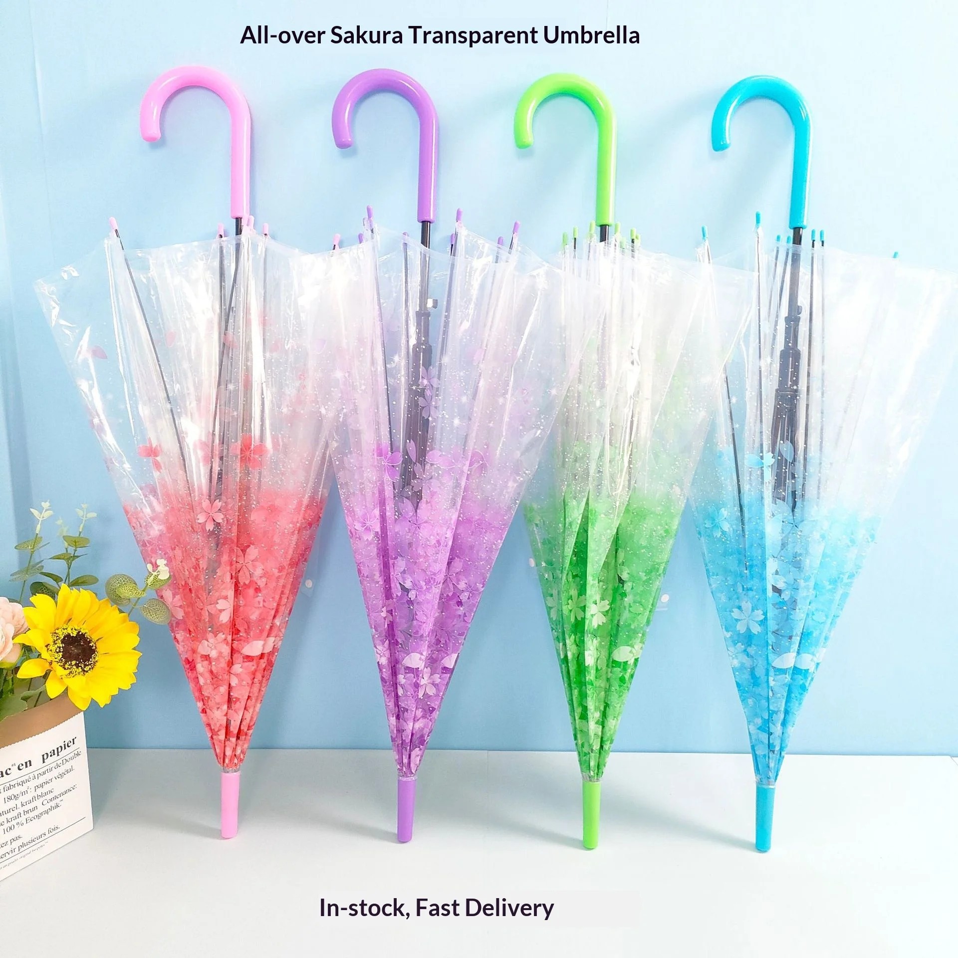 8k Arched Printed Transparent Semi-automatic Advertising Gift Umbrella Fresh Stylish Large Long-handled Women