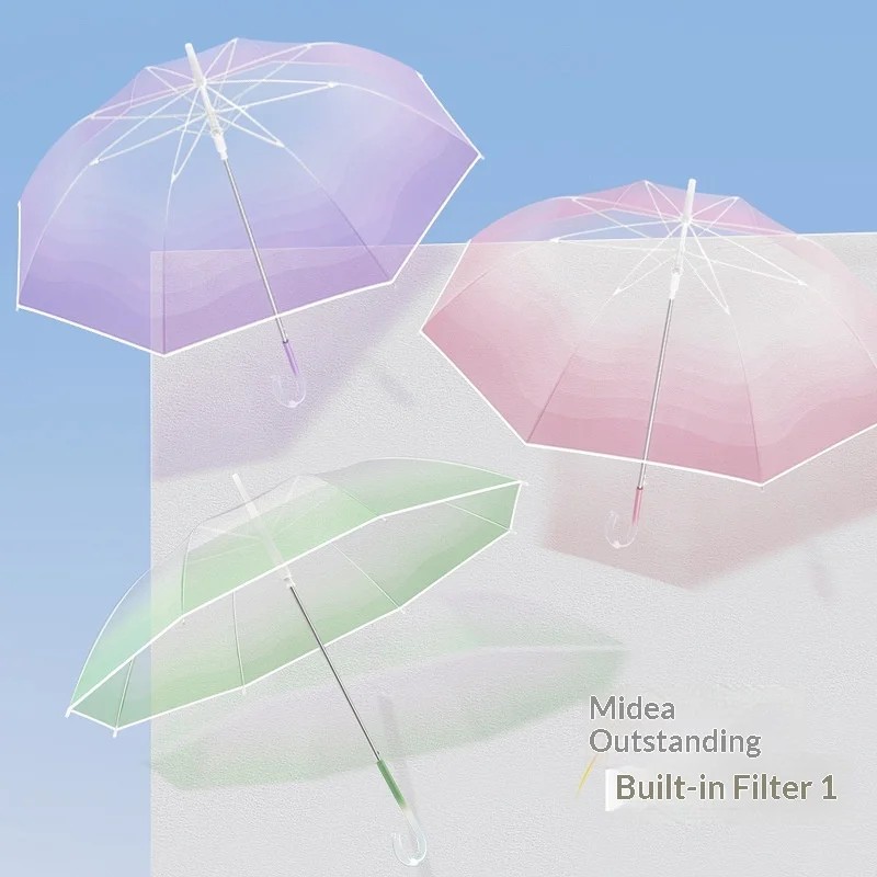 New Wholesale Fresh Stylish Gradient Transparent Internet-famous Advertising Gift Student Long-handled Umbrella Umbrella