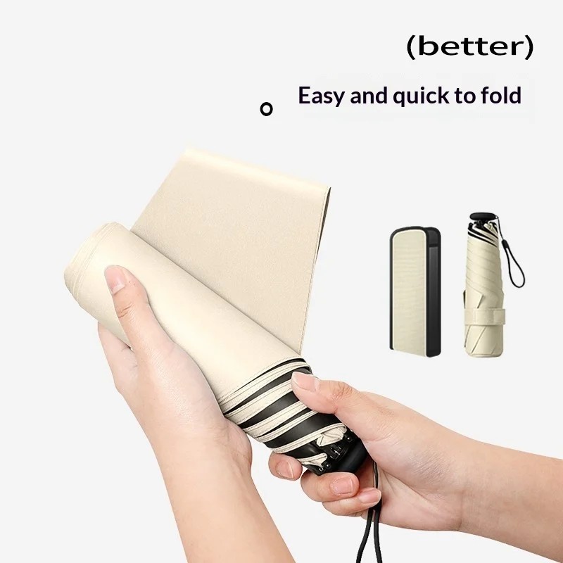Mini Convenient Memory-Fit Foldable Windproof Advertising Umbrella UV Protection Sunscreen Black Coating Easy-Close
