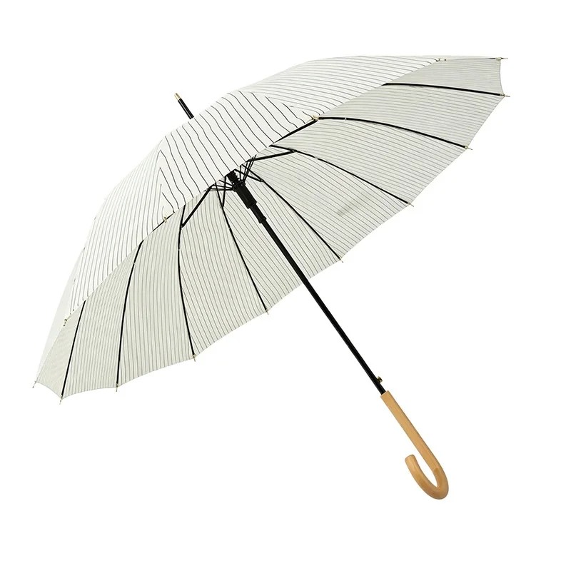 New Japanese Style Long Handled Striped Straight Rod Rainproof Windproof Advertising Business Gift Semi Automatic Umbrella