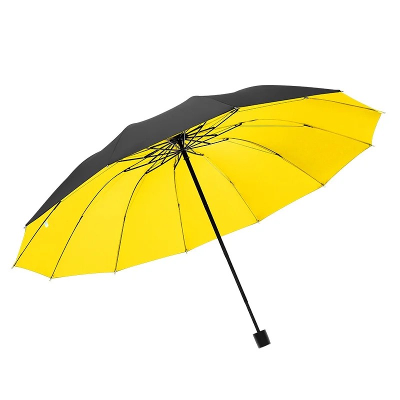 Large Size Men's Folding Umbrella Iron Ribs 130cm Open Diameter UV Protection Rainproof Windproof Double Person Use Business