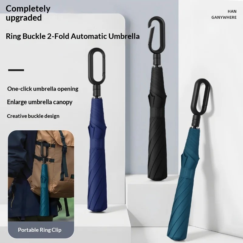 Two-fold Automatic Golf Umbrella Ring Buckle UV Protection Minimalist Design-Business Advertising Gift Umbrella (Customizable)