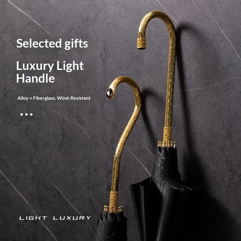 Light Luxury Alloy Handle Fully Automatic Opening Collision Cloth Panels Thickened Straight Rod Business Long-handled High-end