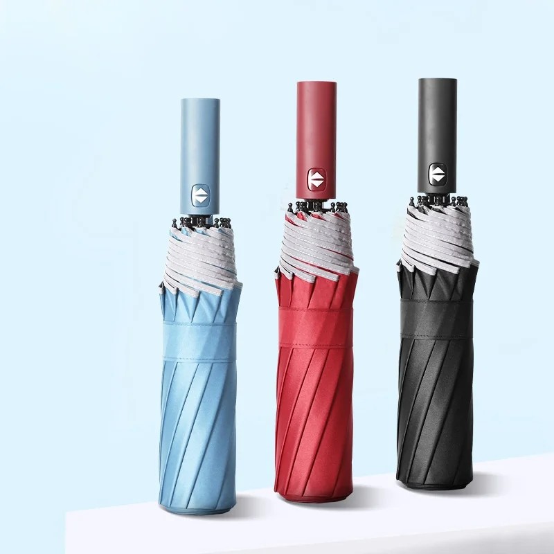 Wholesale in Stock Simple Business Style 10 Bone Enlarged Telescopic Umbrella UV protection Explosion Proof Safe Umbrella