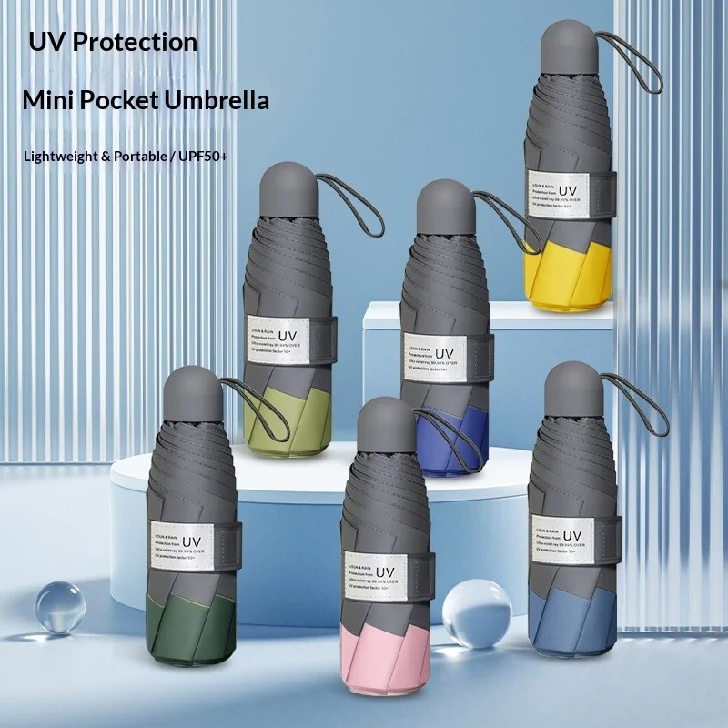 New Color Matching 8-rib Five-fold Collision Cloth Pocket Umbrella Extra Large Sunscreen Anti-UV Mini Business Gift Umbrella