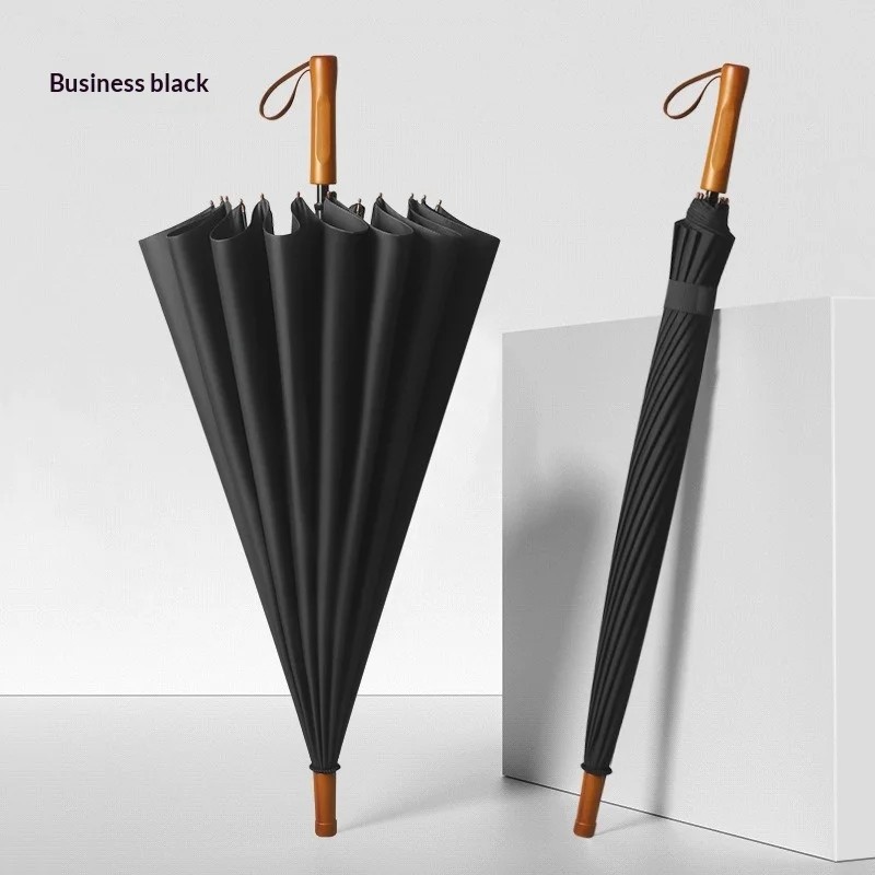 16 Rib Casual Business Umbrella Men's Large Plastic Handled Long Handled Golf Advertising Umbrella Gift logo Printing
