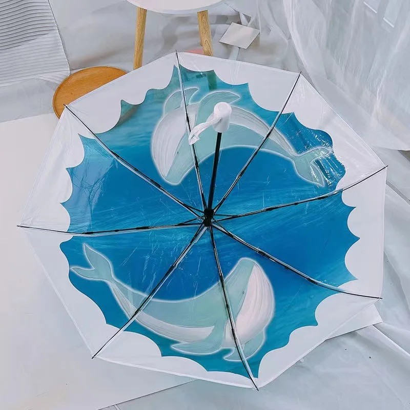 Transparent cat Dog Folding Umbrella Student Men's Women's Painted Sun Umbrella Custom Cheap Wholesale Price Custom Waterproof