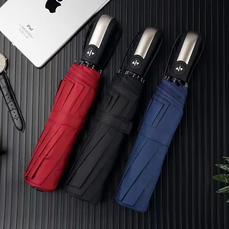 Ten Rib Fully Automatic Sun Rain Dual Use Advertising Umbrella with Custom Logo Business Gift Modern Design