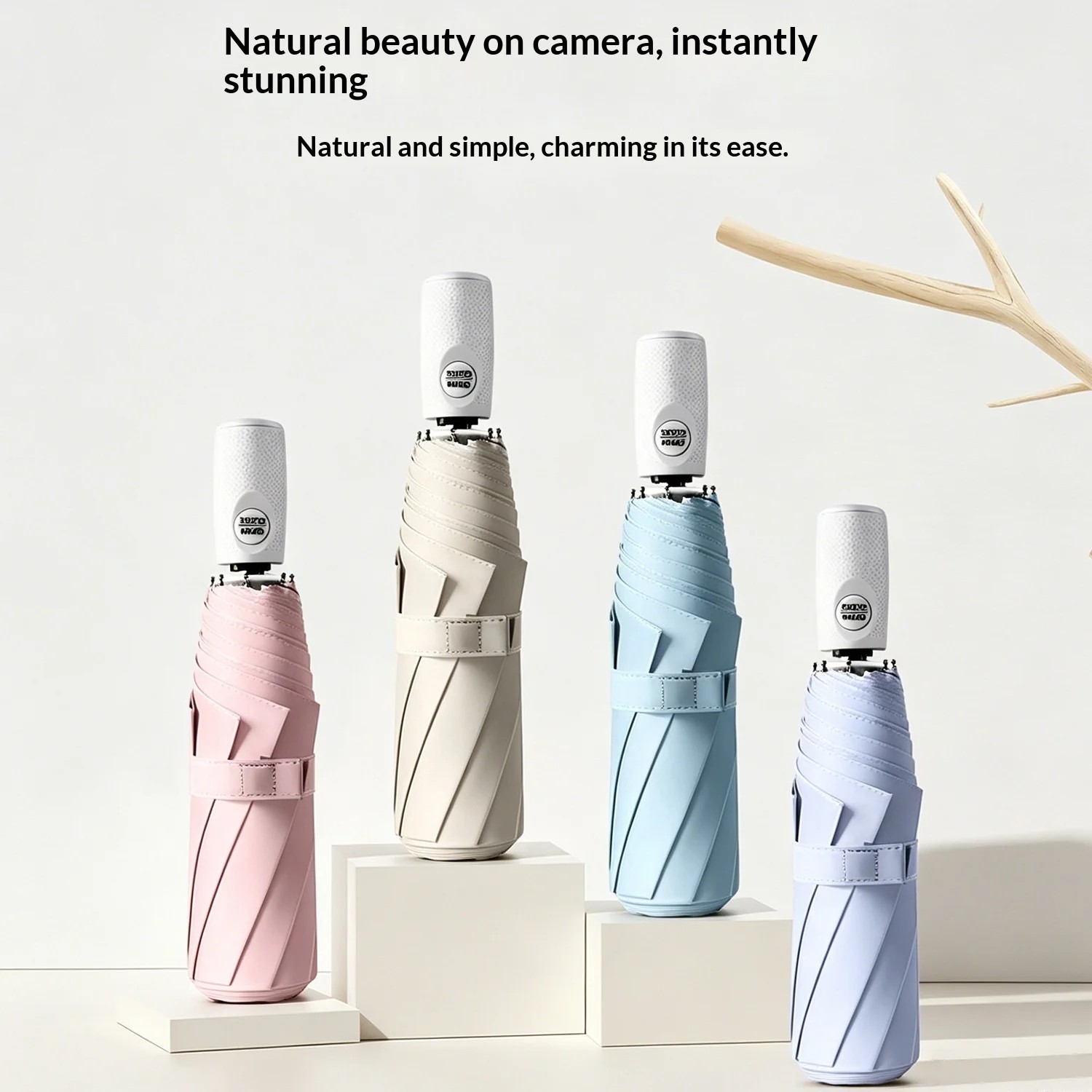 Three-fold 8-bone Automatic Opening/closing Black-coated Sunscreen Foldable Women's Advertising Umbrella Printed logo Business