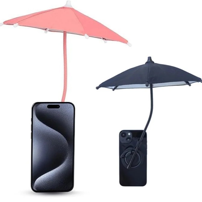 Cross Border New Hot Selling Magsafe Magnetic Retractable Mobile Phone Umbrella Holder 6 Ribs Fiber Collision Cloth Mini