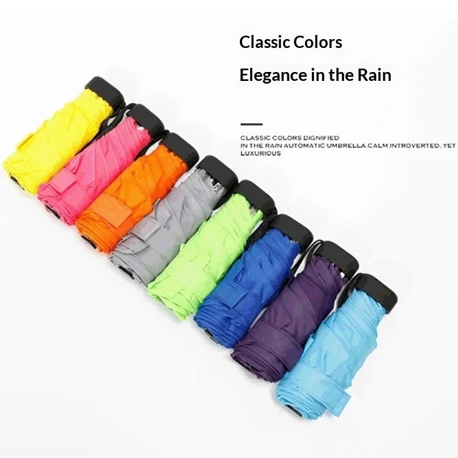 For Ultra Light Manual Five Fold Folding Umbrella Sunscreen Anti UV Pocket Creative Mini Sunny Rain Capsule Umbrella