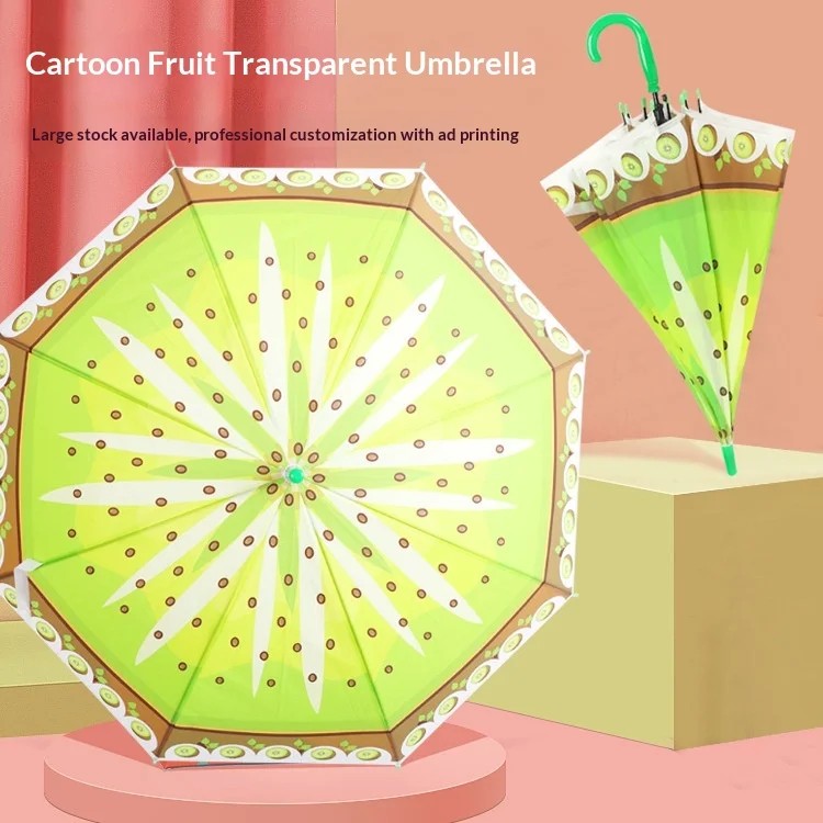 Cartoon Fruit Transparent Children's Umbrella for Boys Girls Primary School Kindergarten Kids Custom Logo Business Gift
