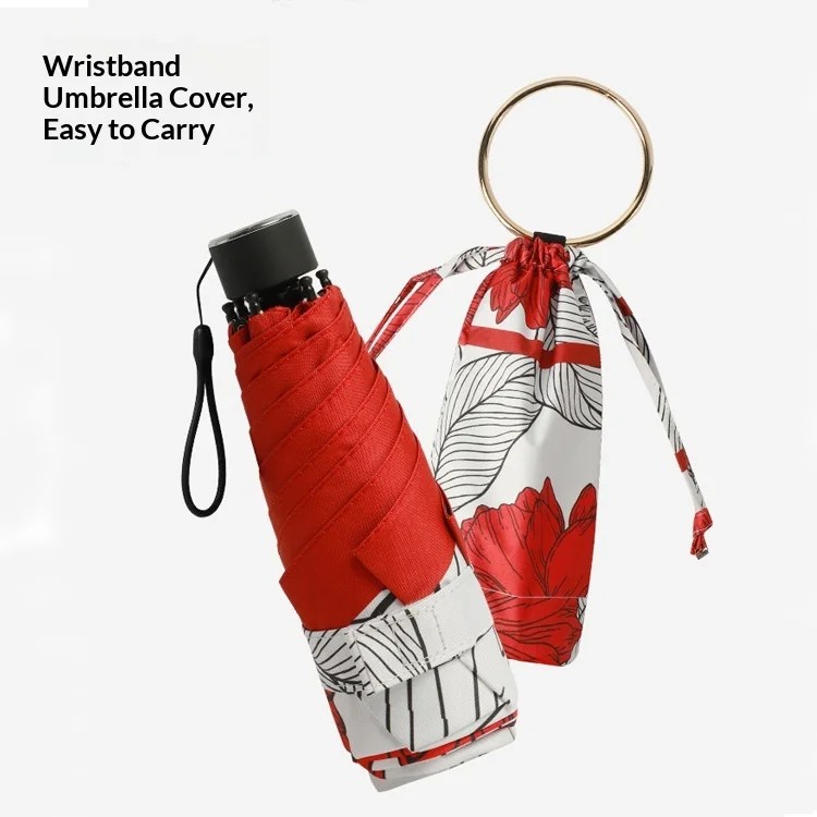 Five-Folding 6-Rib Manual Mini Ultra-Light Pocket Foldable Umbrella Sun Protection UV Light Luxury Portable Gift Advertising