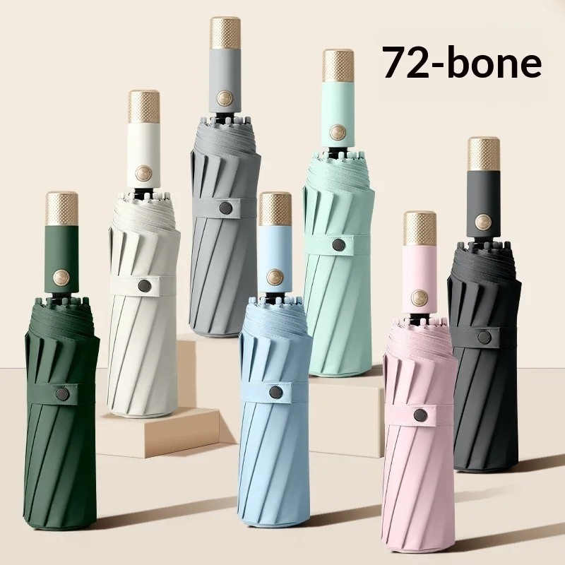 Three-fold Fully Automatic Black Coating UV protection Business Advertising Umbrella Large Size Storm-resistant Dual-use
