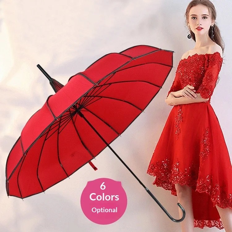 New Pagoda Iron Umbrella 16 Manual Long Handle Sunshade for Photography Business Gift Stock Wholesale