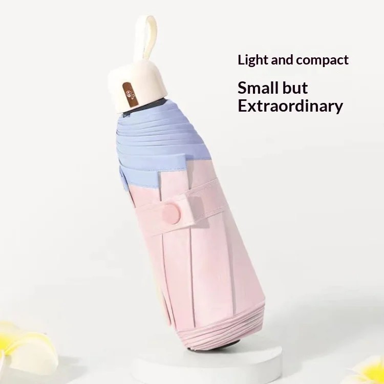 Five-Folding Colorful Collision Cloth Manual Pocket Capsule Umbrella 8 Ribs Plastic Handle UV Protection for Sunny Rainy Days