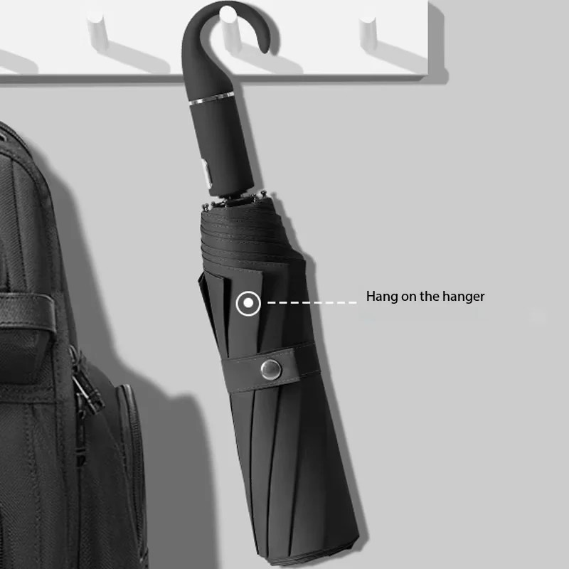10 Bones Fully Automatic One-button Opening Closing Hook Umbrella Black Glue Sunscreen Anti-UV Printing Foldable Business